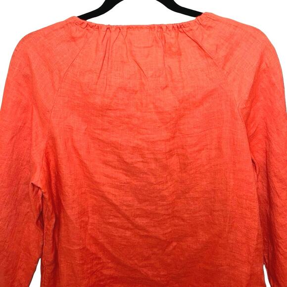 NWT Chicos Women’s 100% Linen Lace Detail Blouse Tangelo  Size Small (0) - Picture 7 of 9